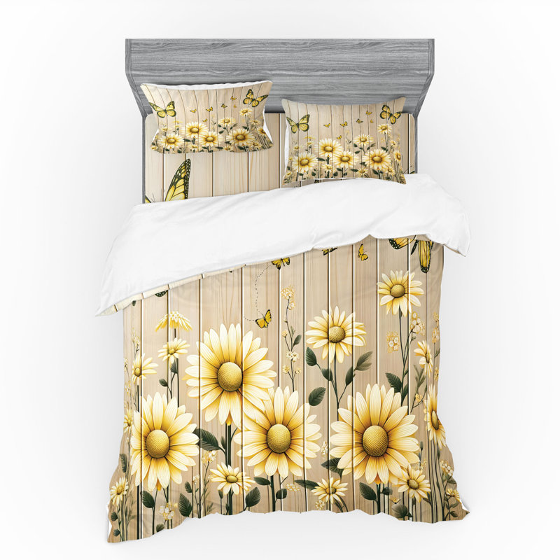 Ensemble de literie rustique Ambesonne et vert foncé et jaune, King Duvet Cover + 3 Additional Pieces
