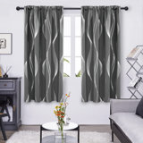 Back Tab Rod Pocket Silver Wave Blackout Curtain Panels (Set of 4)