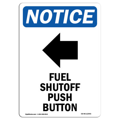 Fuel Shutoff Push Button Sign