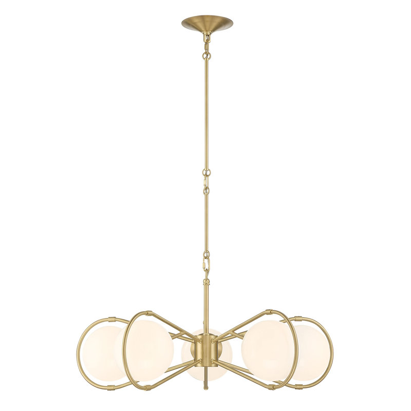Starburst Brass Geometric Chandelier with Frosted Glass Shades