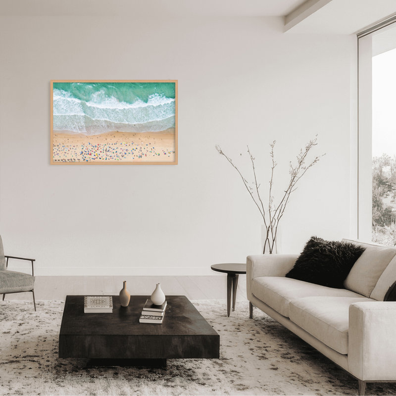 Coastal Retreat Summer Beach by  - Picture Frame Photograph on Paper, 32" H x 48" W x 1.125" D, Beige, Framed Matted Print