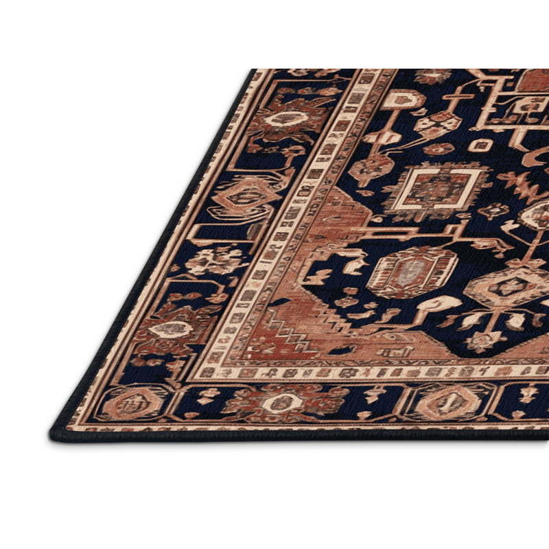 Tapis brun lavable à la machine, Rond 7 pi