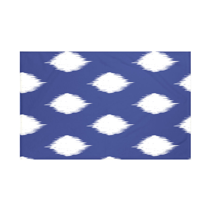 Jeté polaire Ikat Dot, L 50 po x l 60 po, Suède bleue (bleu royal / blanc cassé)