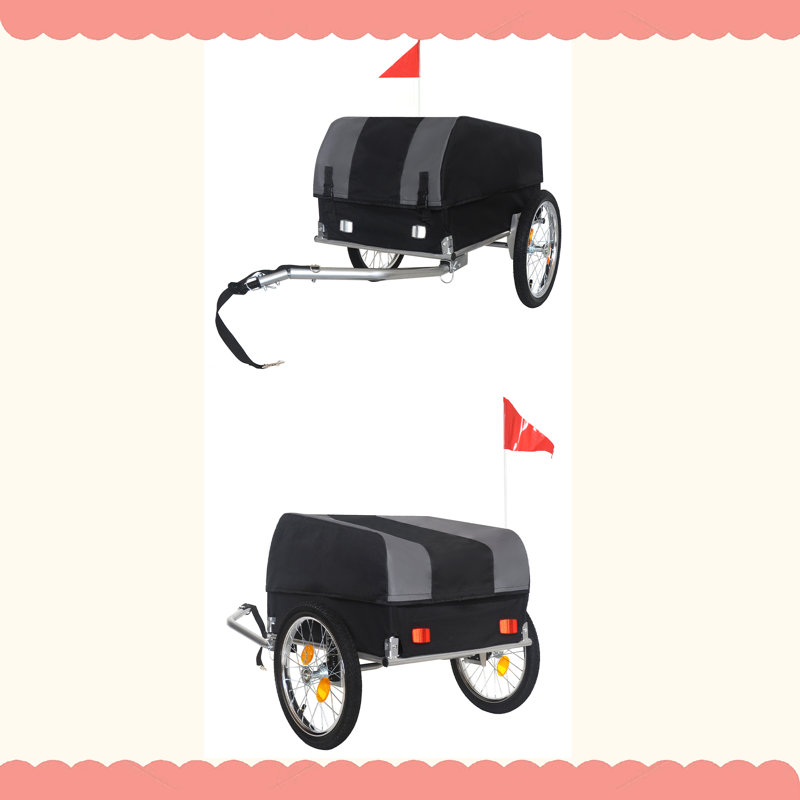Remorque de cargaison de vélo robuste avec couvercle imperméable amovible, capacité de 88 lb, roues tout-terrain de 16 po