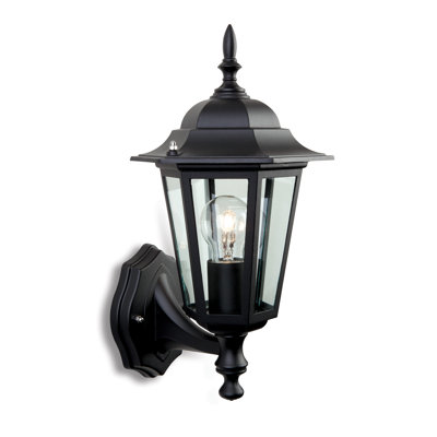 6 Panel Matte Black 1 - Bulb 36 cm H Hardwired Outdoor Wall Lantern