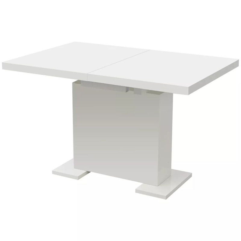 Table de salle à manger extensible, Blanc très luisant