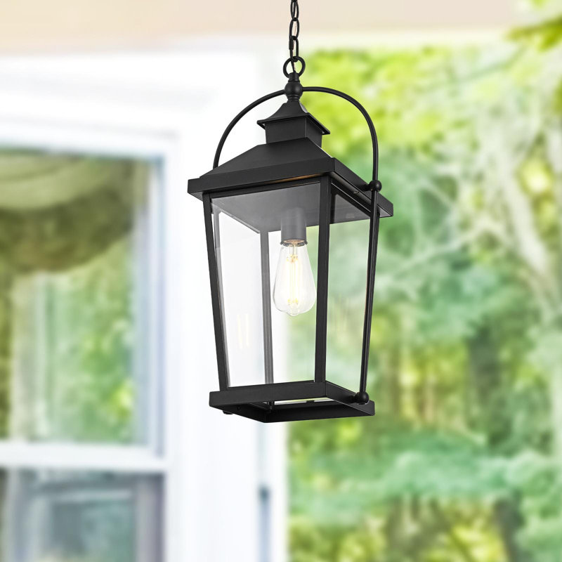 Luminaire suspendu d'extérieur noir 21 pouces Allyiah