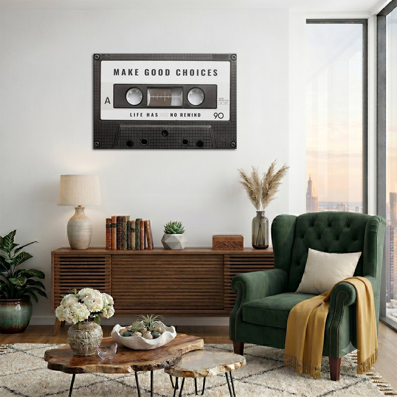 Impression sur toile, "Retro Cassette Tape Make Good Choice", 12 * 8 pouces (30 * 20 * 2cm)