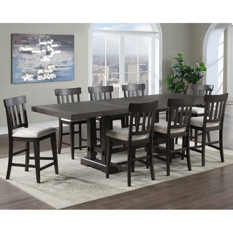 Osbourne Double Pedestal Dining Set, 9 Pieces: Table, 8 Chairs, Dusky Cedar