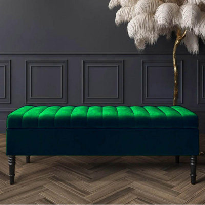 Chesterfield Ottoman Storage Box - Plush Velvet Blanket box - Shoe Bench - End of Bed Bench