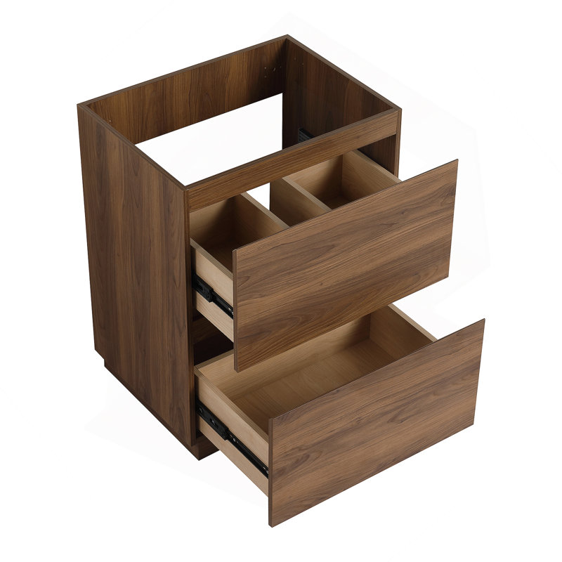 Meuble-lavabo de salle de bain 24 po sans lavabo supérieur, Brun
