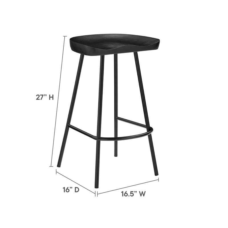 Black Adjustable Saddle Style Wood and Metal Counter Stools