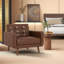 Fauteuil de 36,61 po de large Mid-Century avec dossier capitonné en similicuir et pieds en bois massif (ensemble de 2)-129020115