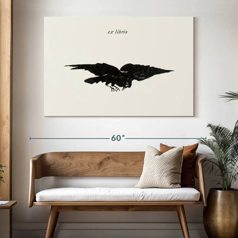 Brampt le corbeau volant ex libris pour le corbeau par Edgar Allan Poe 1875, H 34 po x l 51 po