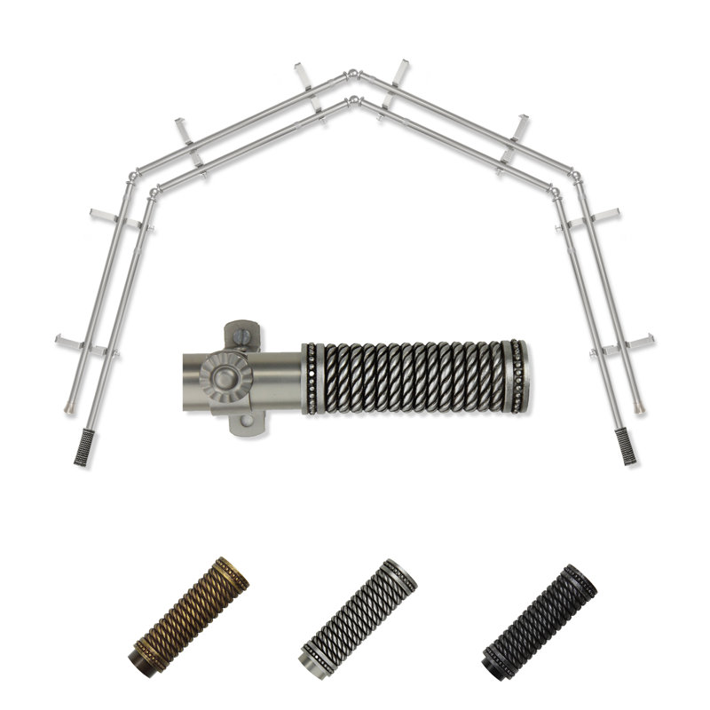 Tringle à rideaux filetée double face 13/16, Nickel satiné