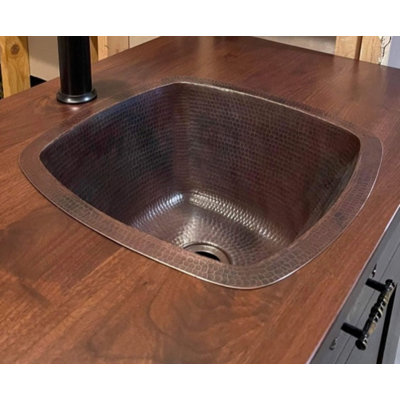 15" Square Copper Kitchen Bar Sink 