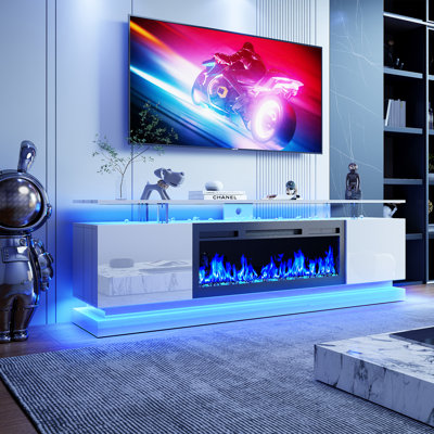 TV Stand For Tvs Up To 80" With Electric Fireplace Included