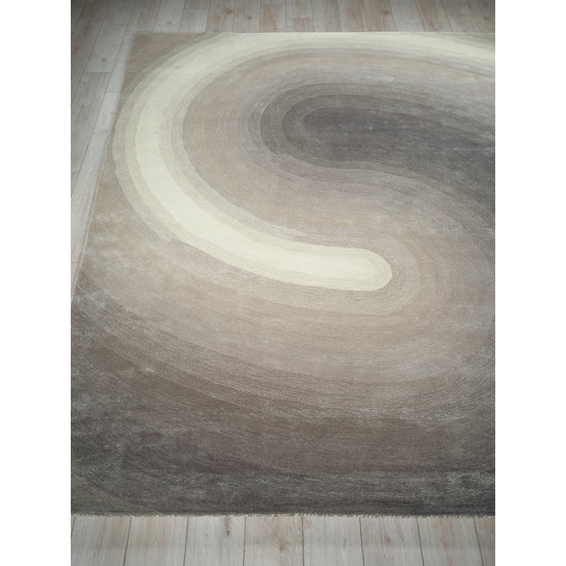 Mitomo Handmade Wool/Bamboo Silk Area Rug, Pearl, Rectangle 8' x 10'