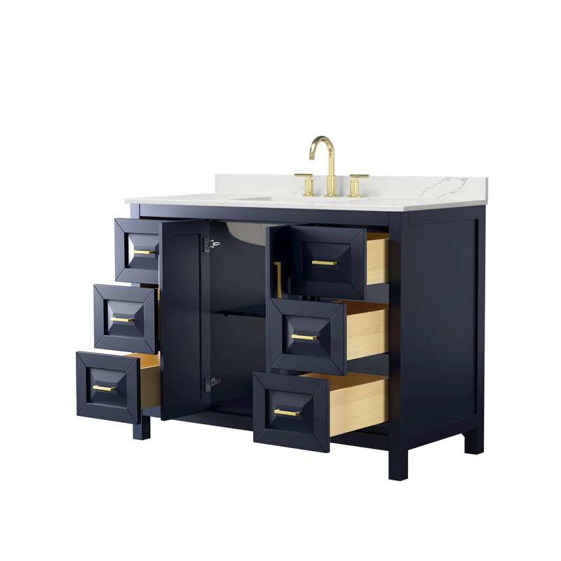 Daria 48'' W Vanity, Giotto Quartz, Brushed Gold, Blue