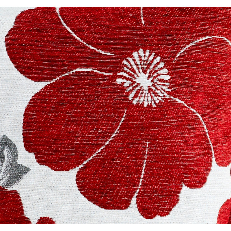 Darionte Poppy Chenille Cushion Cover, 45cm x 45cm, Red, Pillow Cover Only