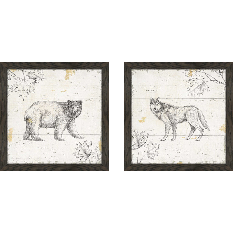 « sauvage et magnifique vii », ensemble de 2 reproductions de dessins encadrées, H 16,5 po x l 33 po, Pas de tapis