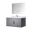 Meuble-lavabo gris foncé de 91 cm (36 po) avec comptoir et robinet en quartz blanc, miroir à DEL – Surface teintée durable et résistante aux taches