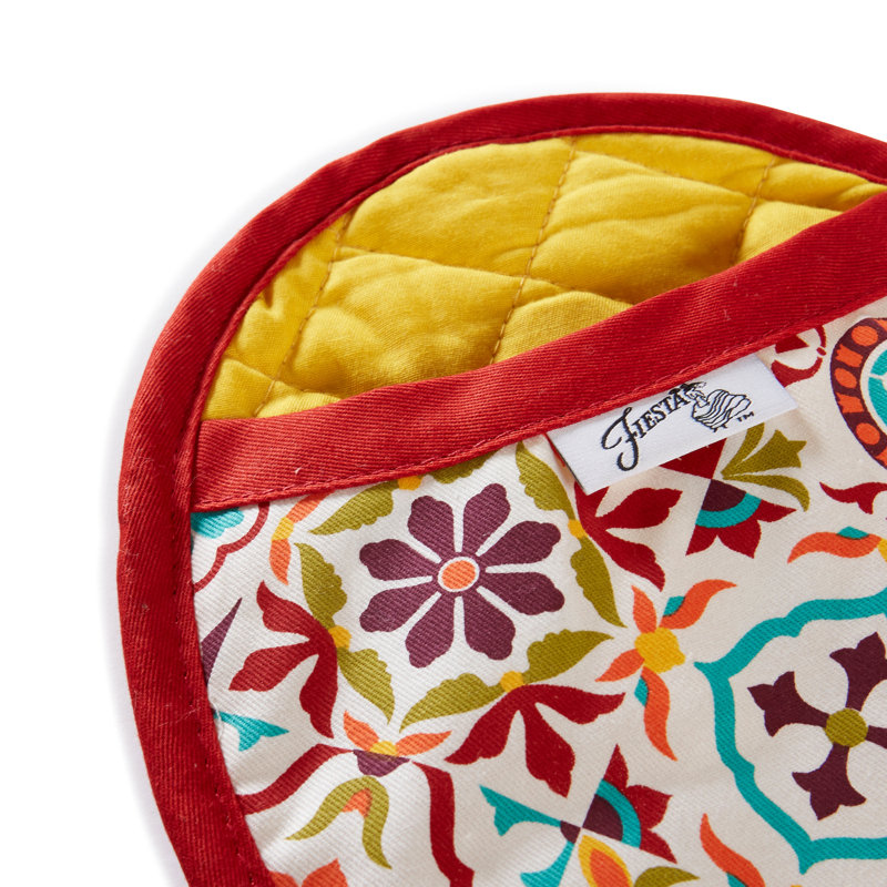 Fiesta Worn Tiles Oven Mitt & Pot Holder 2-Pack Set, Red
