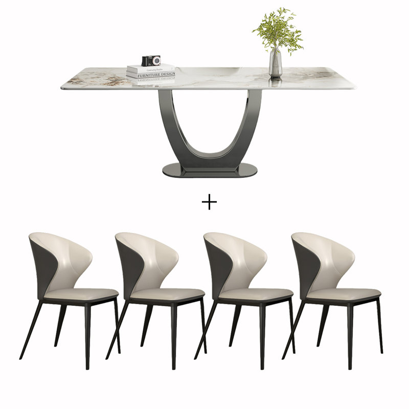 Ensemble de salle à manger rectangulaire, H 29,53 po x L 70,87 po x l 35,43 po, table et 4 chaises