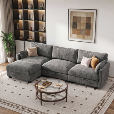 Modular Sectional Couch for Living Room, Comfy Sofa with Storage Seats and Ottoman