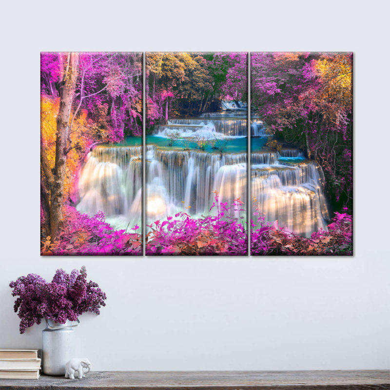 Ensemble de 3 chutes d'eau sur toile, H 36 po x l 57 po x P 1,25 po