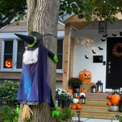 64" Flying Witch Crashing into Tree Halloween Decoration
