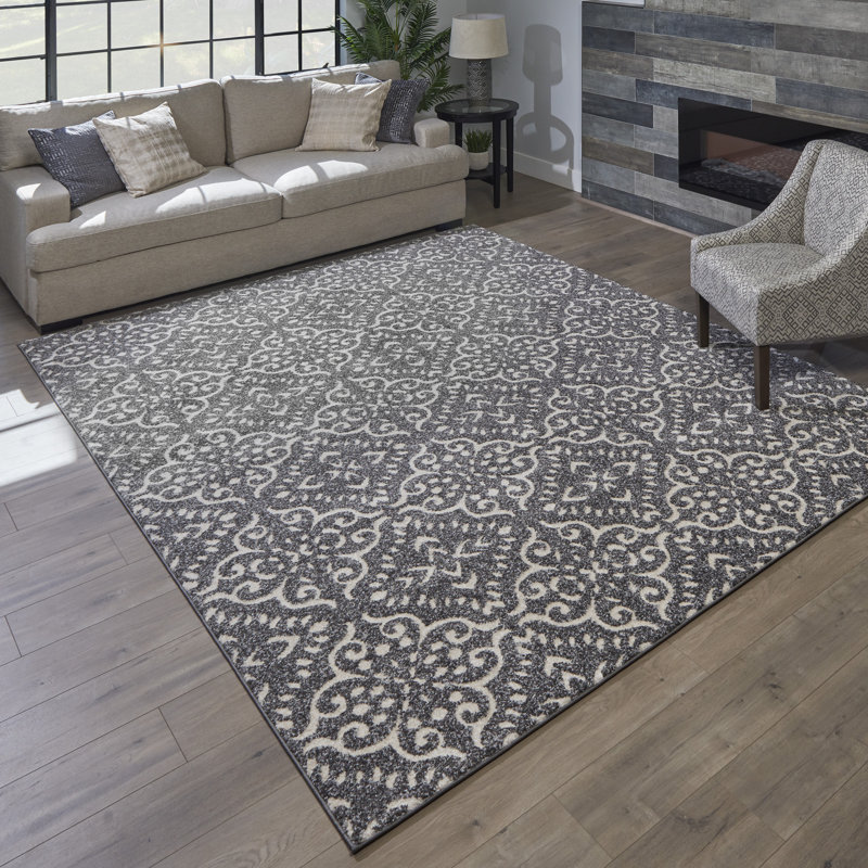 Collection de tapis touffetés en polyester gris / noir Barcelona Lavi