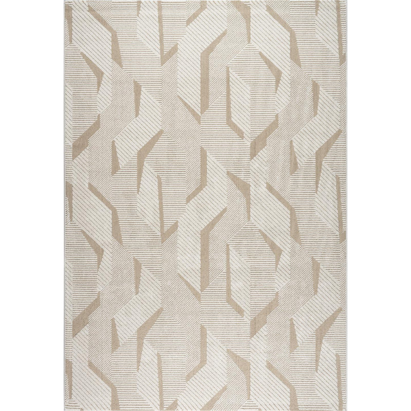 Power Loom Polypropylene Beige Rug, Rectangle 133 x 195 cm