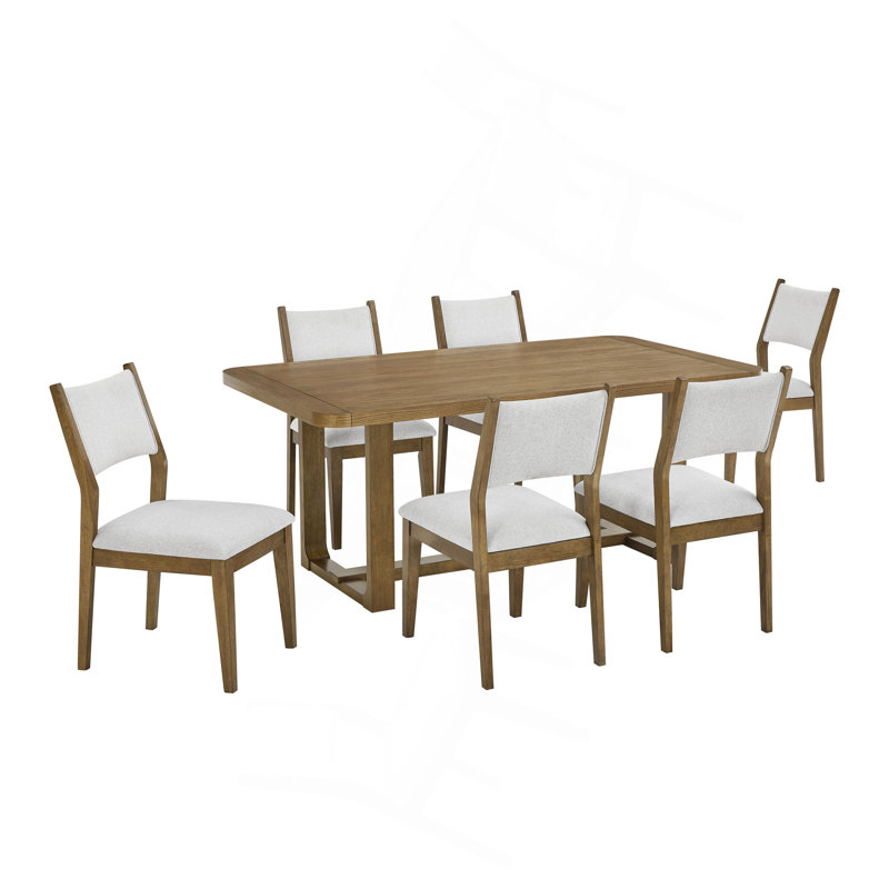 Ensemble de salle à manger rectangulaire, 7 pièces : table, 6 chaises
