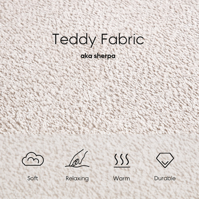88.58''w Upholstered Comfy Couch, Beige Teddy