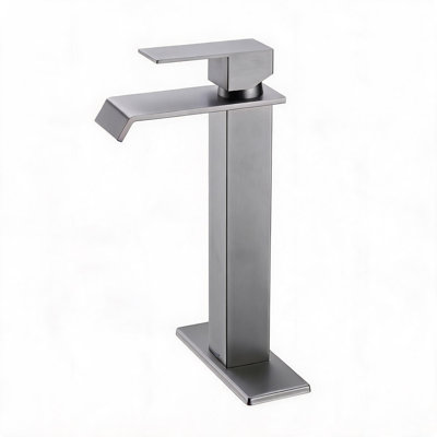 Robinet de lavabo de salle de bain en acier inoxydable noir mat avec poignée simple