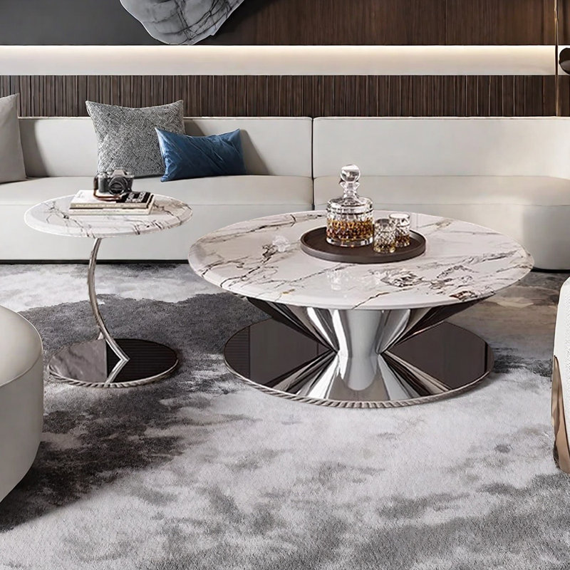 Table basse Minimalist UFO, H 14,96 po x L 35,43 po x l 35,43 po, Blanc