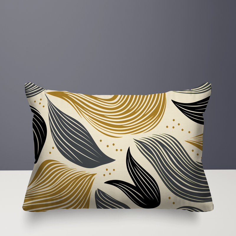 Consuelo Reversible Indoor/Outdoor Rectangular Pillow, Rectangle 14"H x 20"W, Black