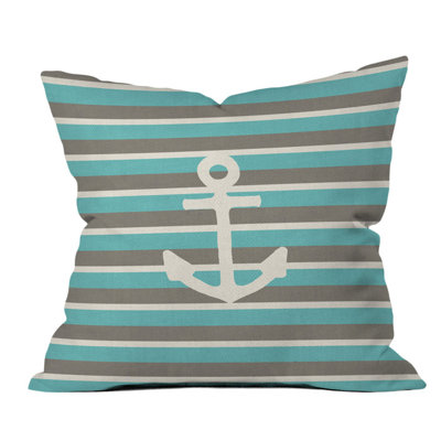 Green Anchor Outdoor Throw Pillow