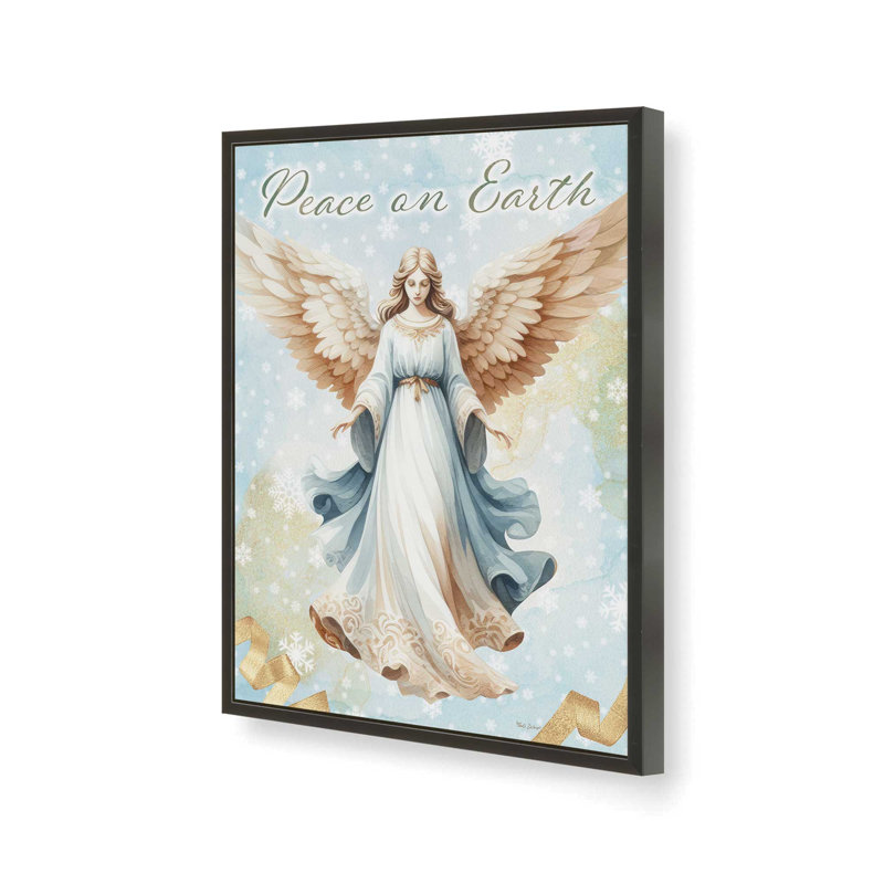 «Peace on Earth Angel» par Nicole DeCamp, reproduction d'art, L 18 po x H 24 po, Noir, Impression encadrée