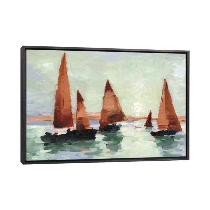 Sunset Harbor II par Ethan Harper, reproduction d’art, H 40 po x l 60 po x 1,5 po, Encadrement noir décoloré, Pas de tapis
