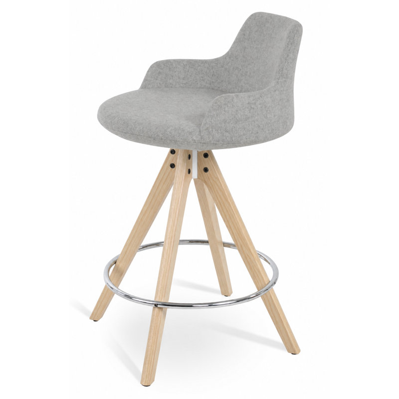 Tabouret de bar et de comptoir, Tabouret de comptoir (siège d'une hauteur de 24,5, Naturel, Laine argentée