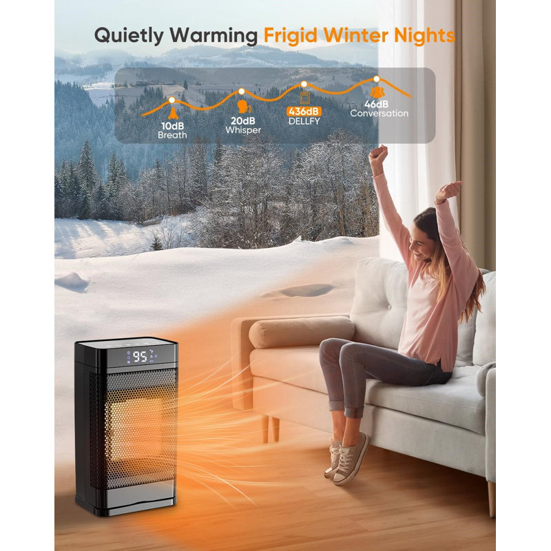 Fimei 1500 Watt Electric Fan Compact PTC Space Heater with Adjustable Thermostat, Remote and Touch Control
