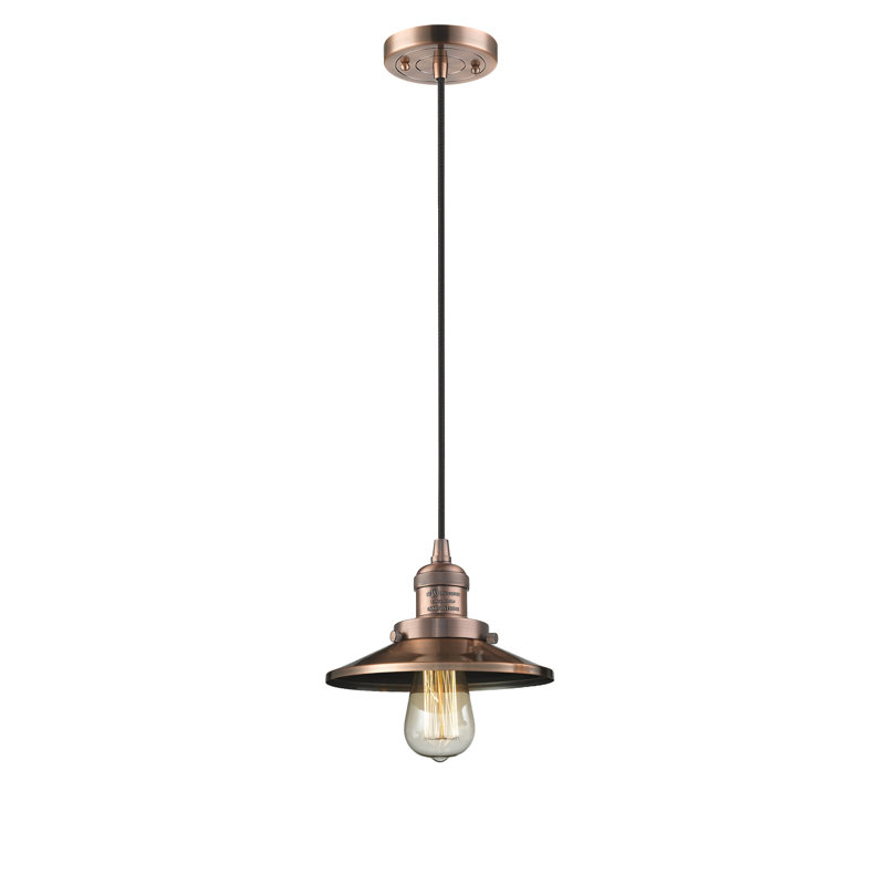 Luminaire suspendu conique à 1 lumière Gault, Cuivre antique