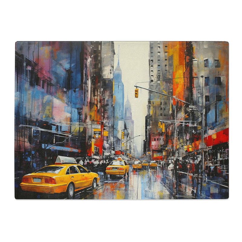 New York Abstract No.2  Glass Chopping Board
