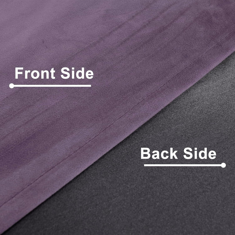 Rithvika Velvet Solid Color Noise Reducing Blackout Grommet Curtain Panels for Home & Office, 38" W x 96" L, Purple