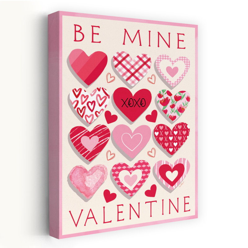 Art mural abstrait fantaisiste Be Be Mine Valentine, H 60 po x l 40 po