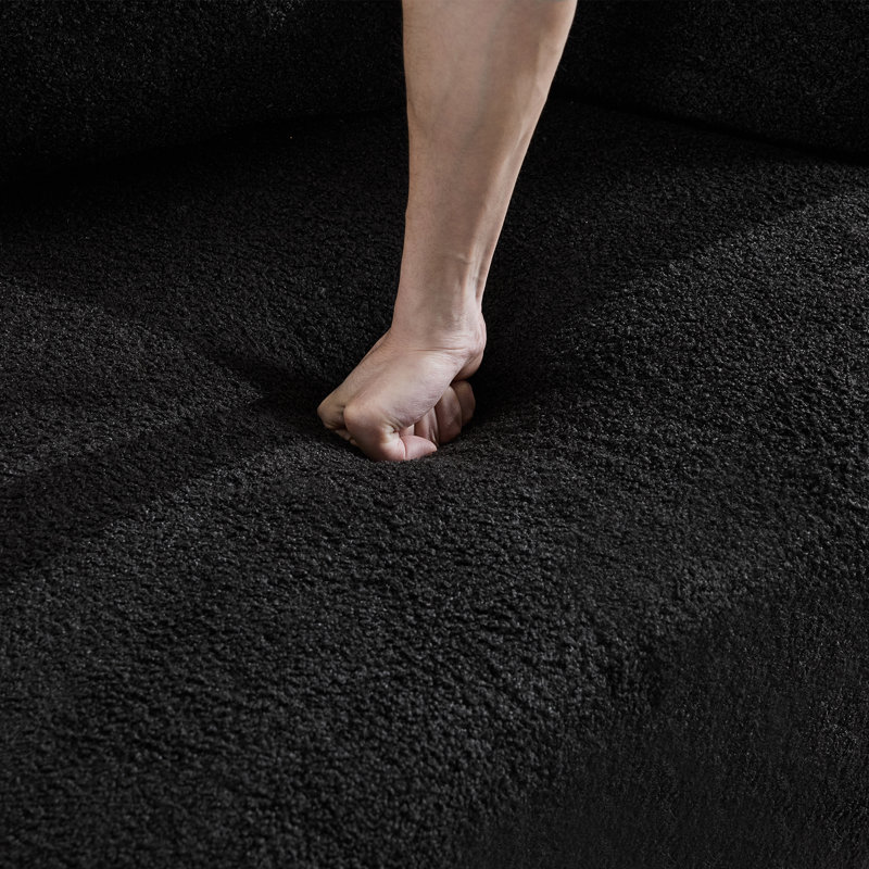 Causeuse incurvée Boneless Compression, Noir + mousse + ressort + 2 sièges + minimaliste