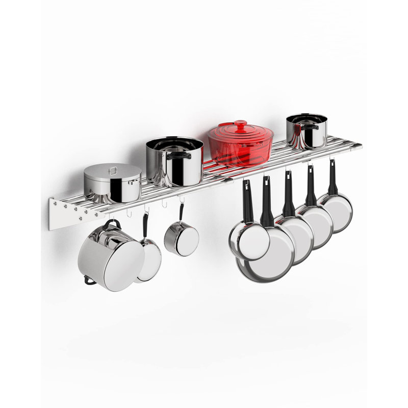 Coppins Steel Rectangle Wall Mounted Pot Rack, 5.5" H x 60" W x 12" D