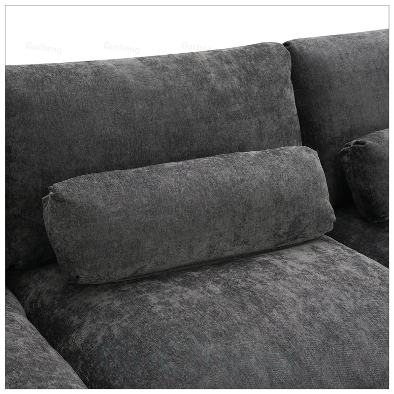 Canapé modulaire modulaire en chenille en U avec poches de rangement et repose-pieds mobile, parfait pour les espaces de vie modernes et confortables.